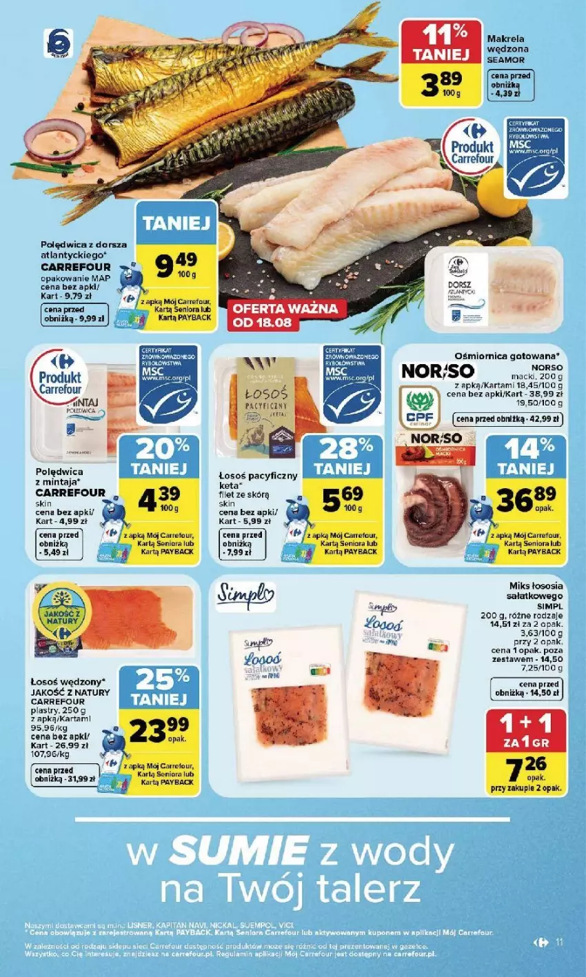 Gazetka promocyjna Carrefour - Gazetka Carrefour, Market w SUMIE najlepszy, od poniedziałku - ważna 17.08 do 22.08.2026 - strona 13 - produkty: Dorsz, Fa, Mintaj, Sałat, Sos, Wazon