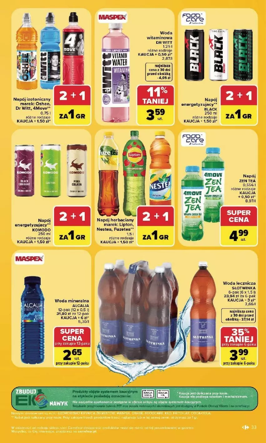 Gazetka promocyjna Carrefour - Gazetka Carrefour, Market w SUMIE najlepszy, od poniedziałku - ważna 17.08 do 22.08.2026 - strona 35 - produkty: Lack, Lipton, Napój, Napój izotoniczny, Nestea, Oshee, Woda, Woda mineralna, Znicz