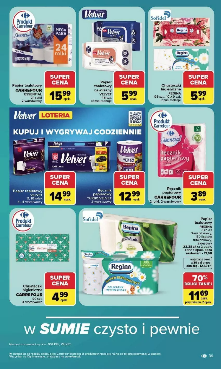 Gazetka promocyjna Carrefour - Gazetka Carrefour, Market w SUMIE najlepszy, od poniedziałku - ważna 17.08 do 22.08.2026 - strona 41 - produkty: Chusteczki, Gin, Papier, Papier toaletowy, Ręcznik, Rolki, Rum