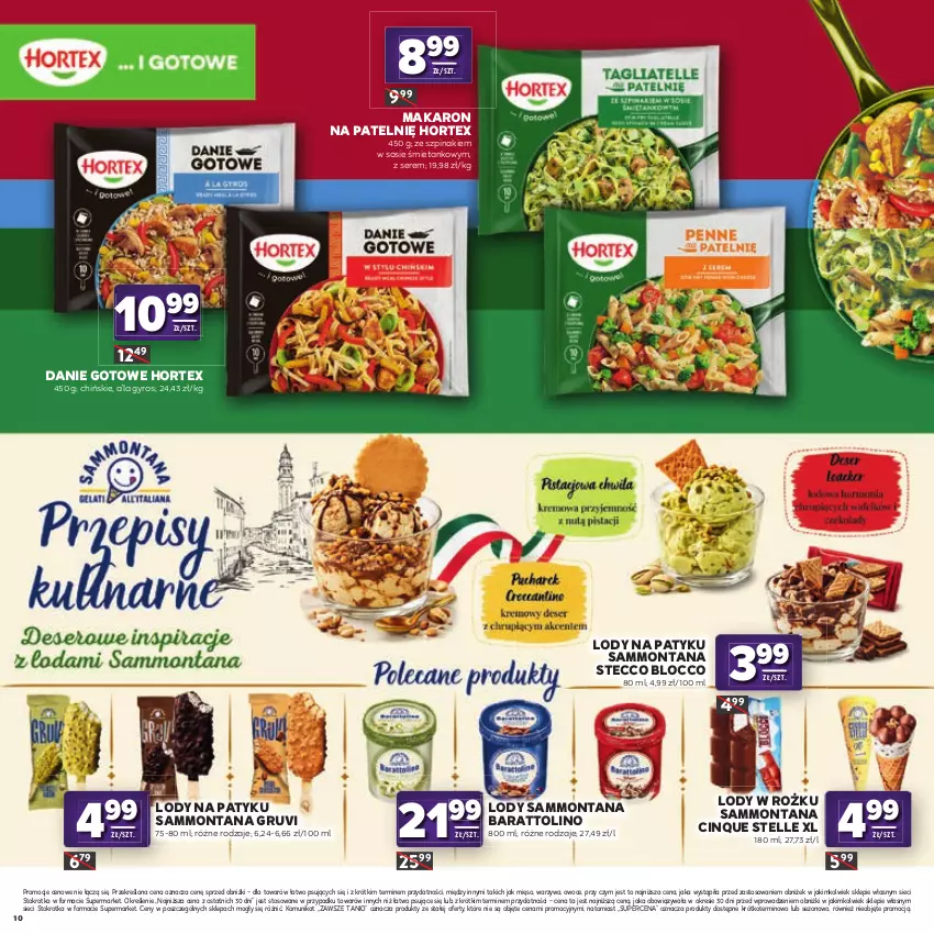 Gazetka promocyjna Stokrotka - Katalog Kulinarny! - ważna 20.08 do 02.09.2026 - strona 10 - produkty: Danie gotowe, Gyros, Hortex, Lody, Makaron, Mięso, Owoce, Ser, Sos, Szpinak, Warzywa