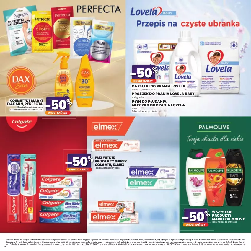 Gazetka promocyjna Stokrotka - Katalog Kulinarny! - ważna 20.08 do 02.09.2026 - strona 32 - produkty: Booster, Colgate, DAX, Elmex, Kapsułki do prania, LG, Lovela, Mięso, Mleczko, Mleczko do prania, Owoce, Palmolive, Perfecta, Płyn do płukania, Proszek do prania, Warzywa