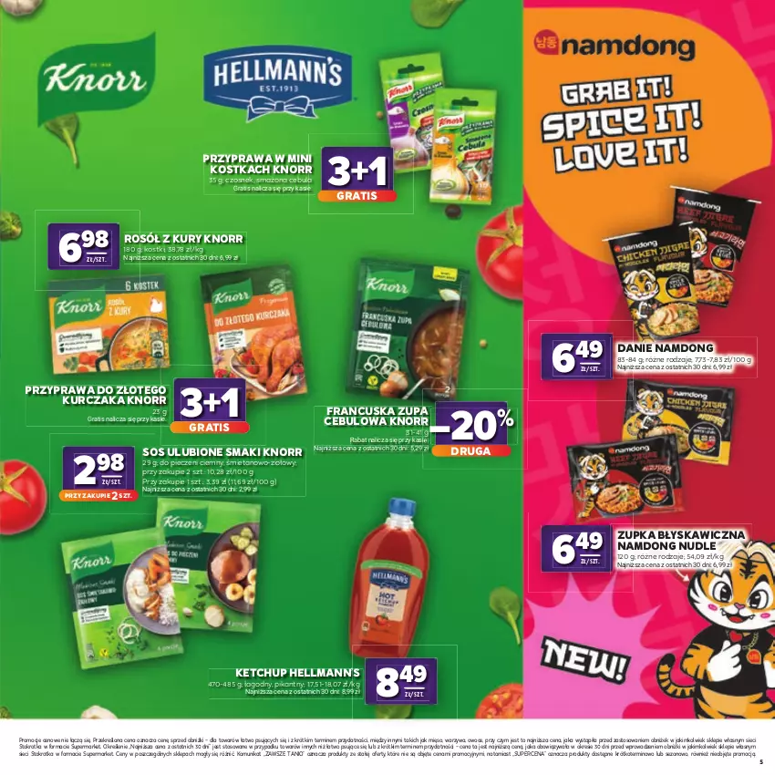 Gazetka promocyjna Stokrotka - Katalog Kulinarny! - ważna 20.08 do 02.09.2026 - strona 5 - produkty: Cebula, Czosnek, Gra, Hellmann’s, Ketchup, Knorr, Kurczak, Mięso, Owoce, Piec, Rosół, Sos, Warzywa, Zupa, Zupa cebulowa