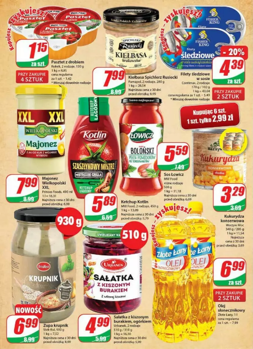 Gazetka promocyjna Dino - ważna 06.09 do 12.09.2023 - strona 23 - produkty: Buraki, Ketchup, Kiełbasa, Kotlin, Krupnik, Kukurydza, Kukurydza konserwowa, Majonez, Olej, Pasztet, Rolnik, Sałat, Sałatka, Ser, Sos, Spichlerz Rusiecki, Stek, Zupa