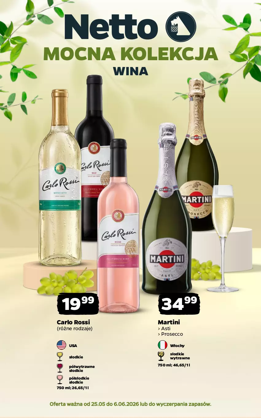 Gazetka promocyjna Netto - Alkohole - Mocne - ważna 25.05 do 06.06.2026 - strona 1 - produkty: Carlo Rossi, Martini, Prosecco