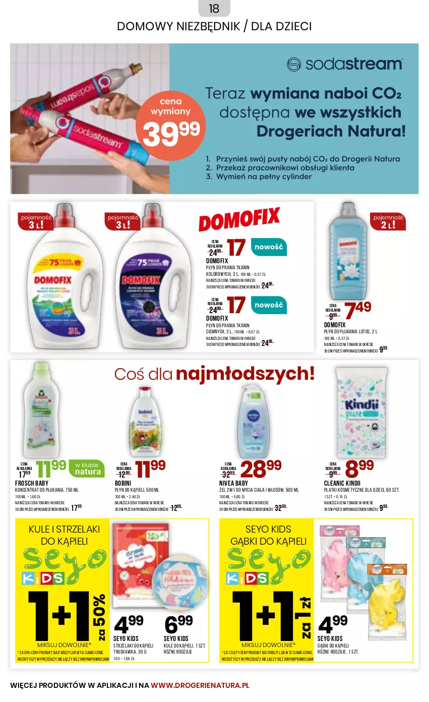 Gazetka promocyjna Drogerie Natura - Gazetka Drogerie Natura - ważna 03.02 do 04.03.2025 - strona 18 - produkty: Cleanic, Dzieci, Frosch, Kindii, Nivea, Nivea Baby, Płatki kosmetyczne, Płyn do kąpieli, Płyn do płukania, Płyn do prania