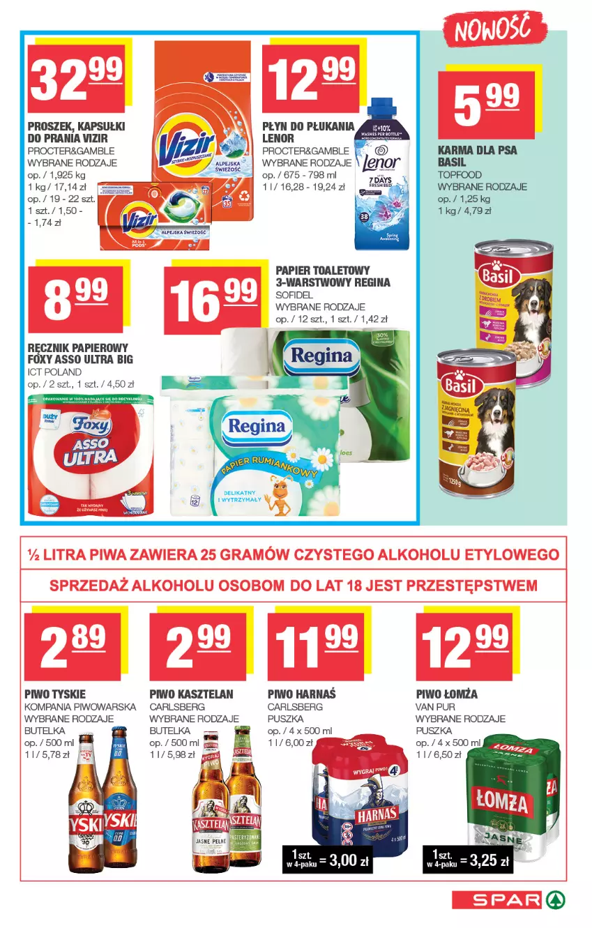 Gazetka promocyjna Spar - Spar - ważna 19.10 do 29.10.2025 - strona 7 - produkty: Carlsberg, Foxy, Gin, Kasztelan, Lenor, Papier, Papier toaletowy, Piwo, Płyn do płukania, Pur, Ręcznik, Top, Tyskie, Vizir