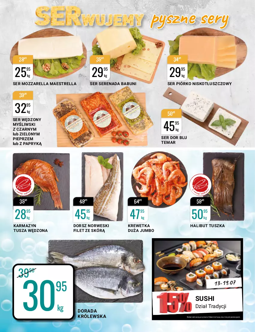 Gazetka promocyjna Bi1 - Letnie orzeźwienie - ważna 13.07 do 19.07.2022 - strona 7 - produkty: Babuni, Dorsz, Halibut, Karmazyn tusza, Mozzarella, Pieprz, Ser, Sushi, Tusz