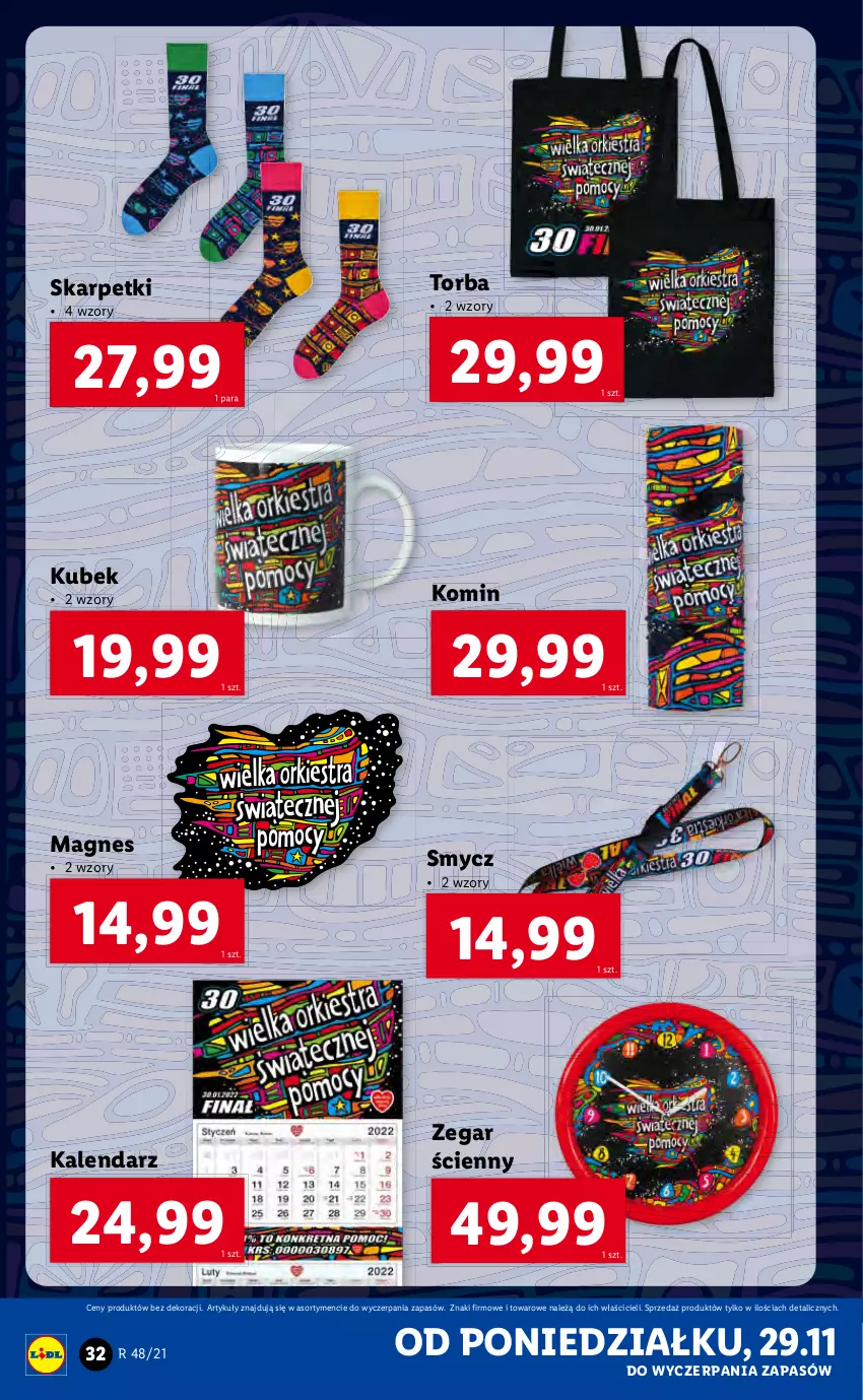 Gazetka promocyjna Lidl - GAZETKA - ważna 29.11 do 05.12.2021 - strona 32 - produkty: Kalendarz, Karp, Kubek, Skarpetki, Smycz, Torba, Zegar