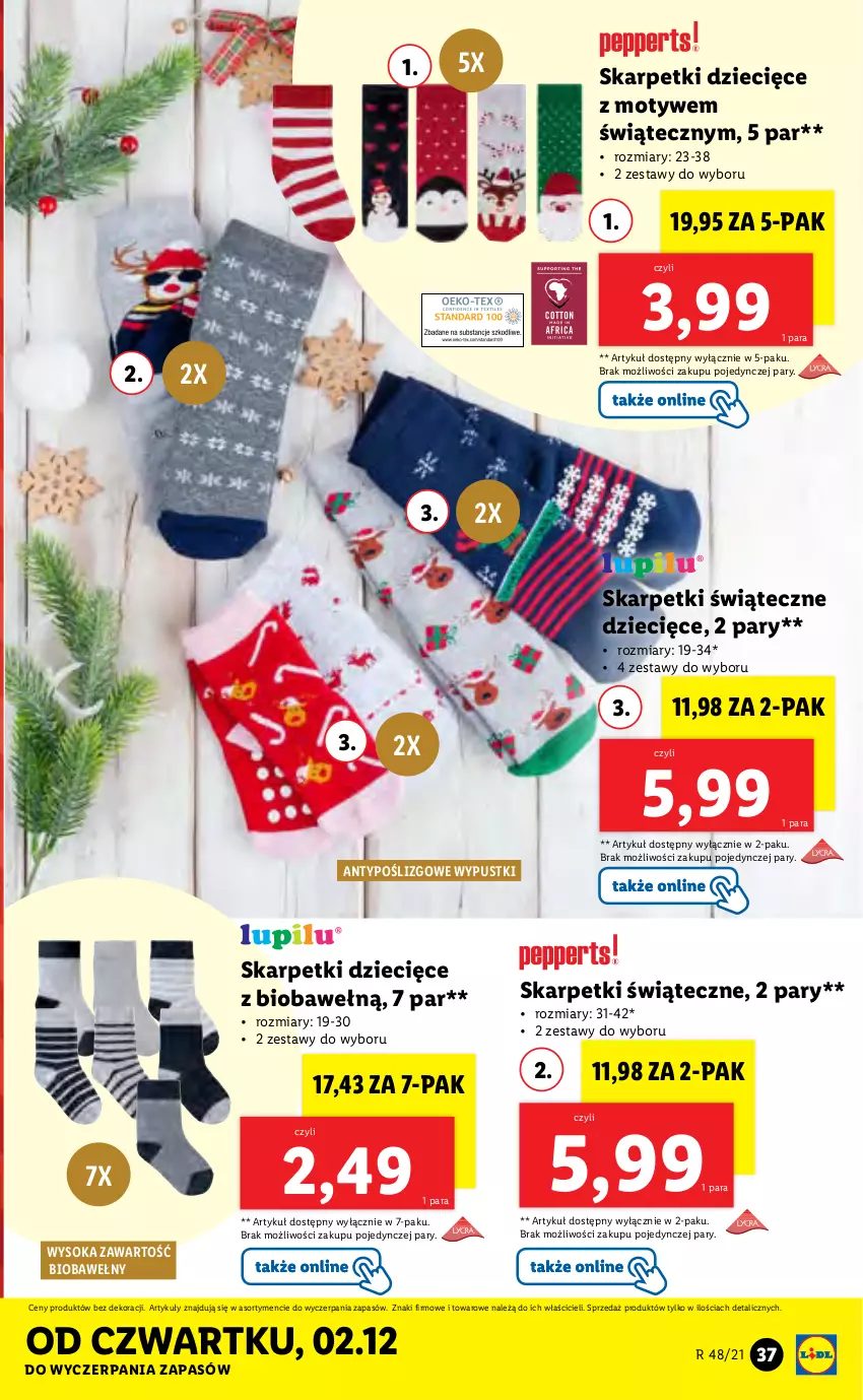 Gazetka promocyjna Lidl - GAZETKA - ważna 29.11 do 05.12.2021 - strona 37 - produkty: Dzieci, Karp, Skarpetki, Sok