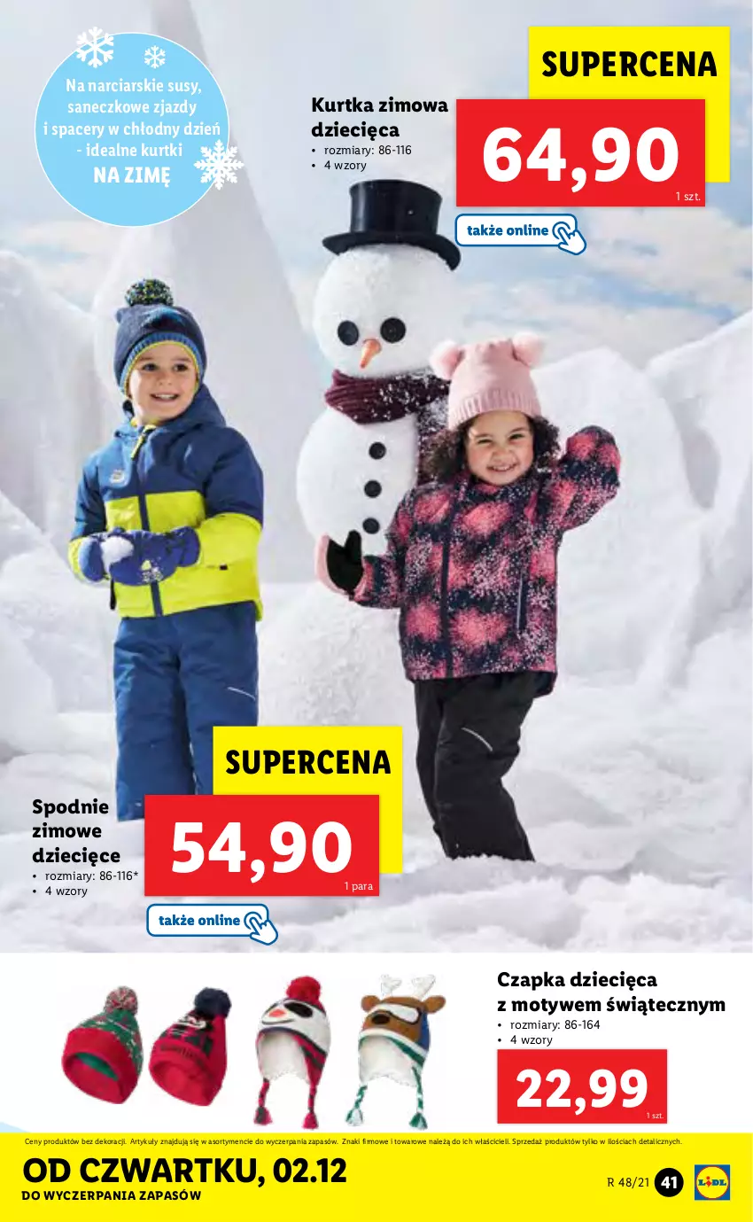 Gazetka promocyjna Lidl - GAZETKA - ważna 29.11 do 05.12.2021 - strona 41 - produkty: Acer, Czapka, Dzieci, Kurtka, Spodnie