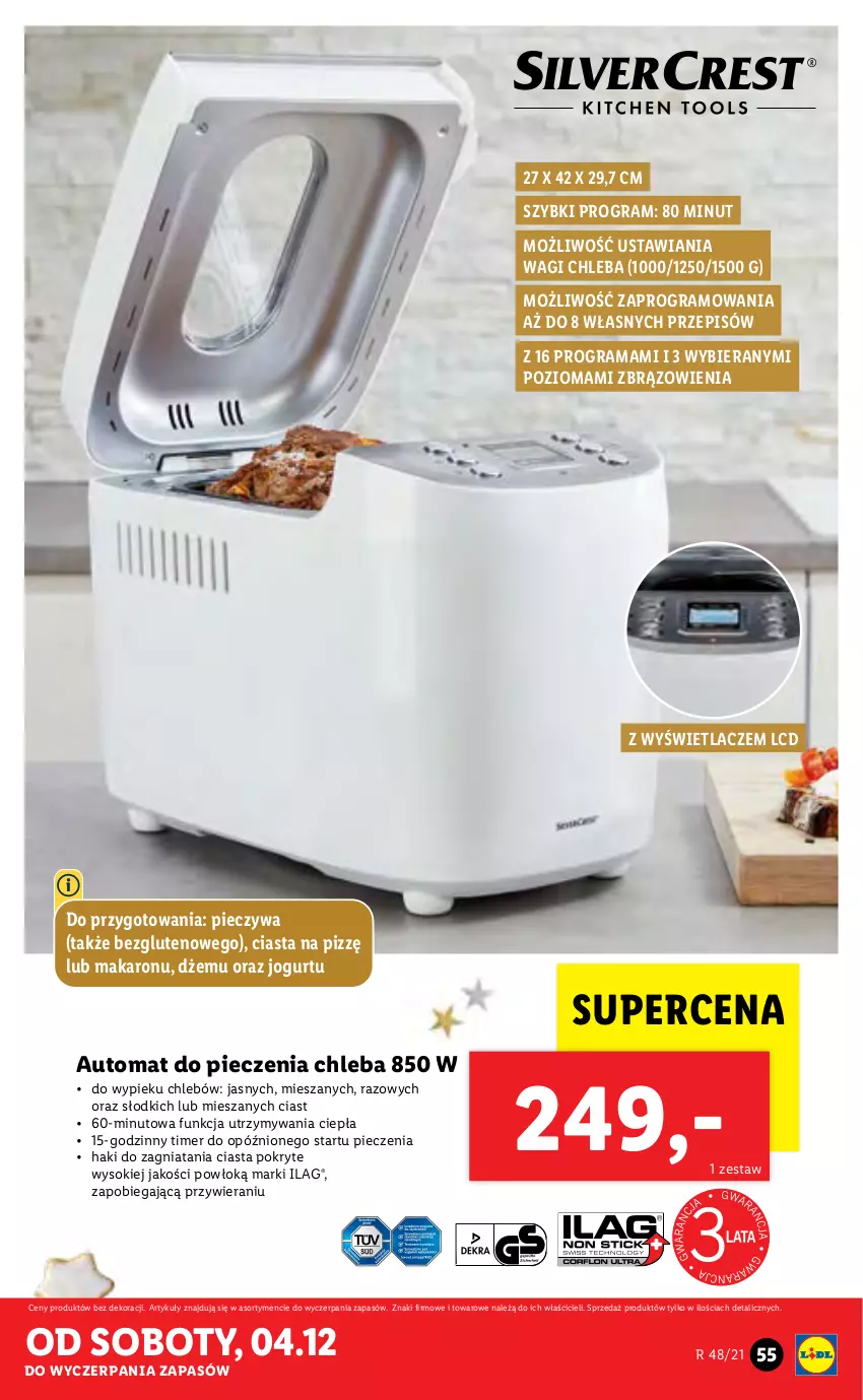 Gazetka promocyjna Lidl - GAZETKA - ważna 29.11 do 05.12.2021 - strona 55 - produkty: Automat do pieczenia chleba, Chleb, Dżem, Gra, Jogurt, Makaron, Piec, Rama, Sok, Wagi