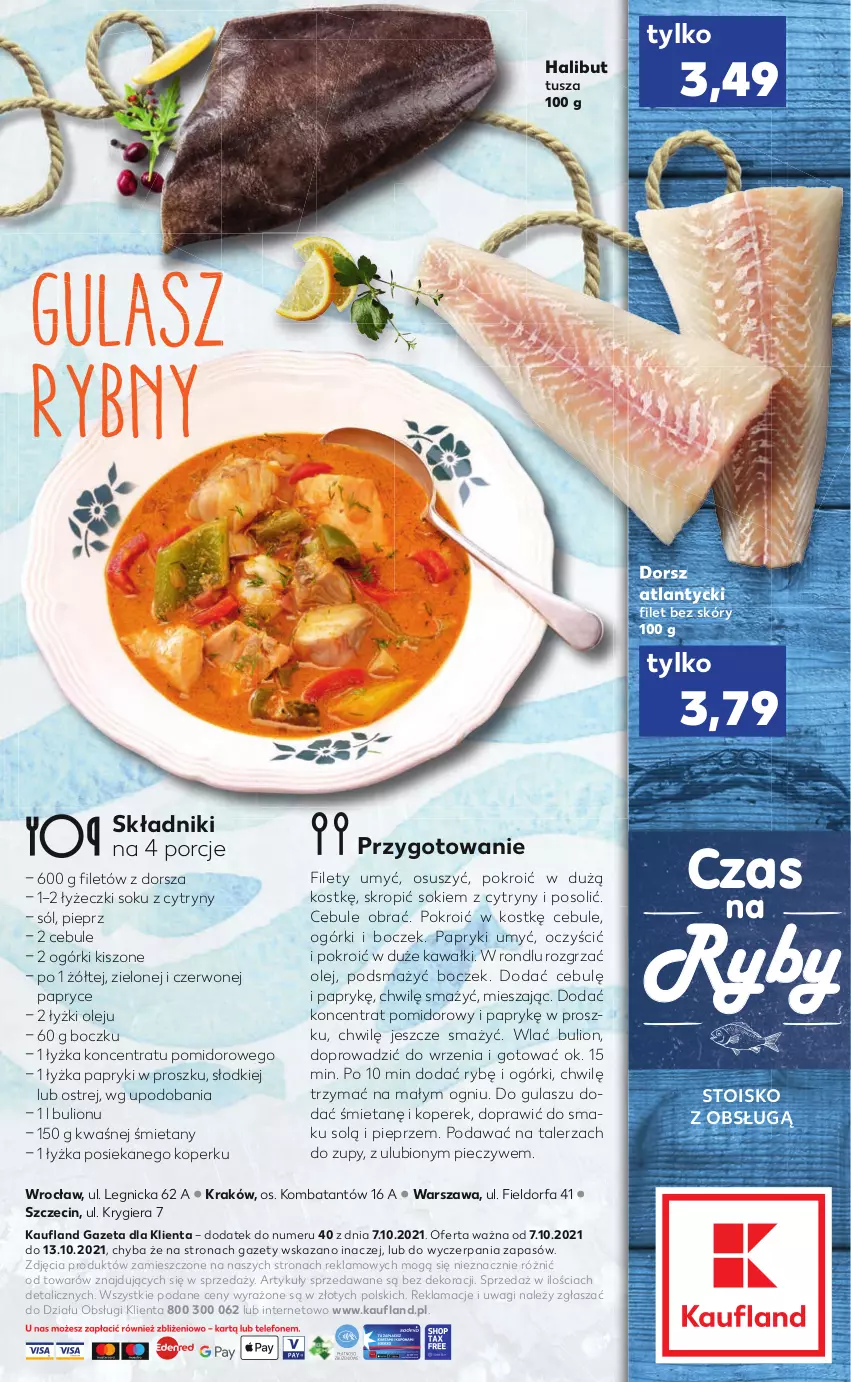 Gazetka promocyjna Kaufland - RYBY - ważna 07.10 do 13.10.2021 - strona 2 - produkty: Boczek, Bulion, Cytryny, Dorsz, Fa, Halibut, Kawa, Koncentrat pomidorowy, Lion, Olej, Piec, Pieprz, Por, Sok, Sól, Talerz, Tusz, Wagi