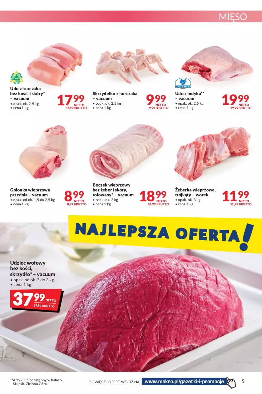 Gazetka promocyjna Makro - [Oferta promocyjna] Artykuły spożywcze i przemysłowe - ważna 19.04 do 02.05.2022 - strona 5 - produkty: Boczek, Boczek wieprzowy, Golonka wieprzowa, Kurczak, Mięso, Udo z kurczaka, Udziec wołowy