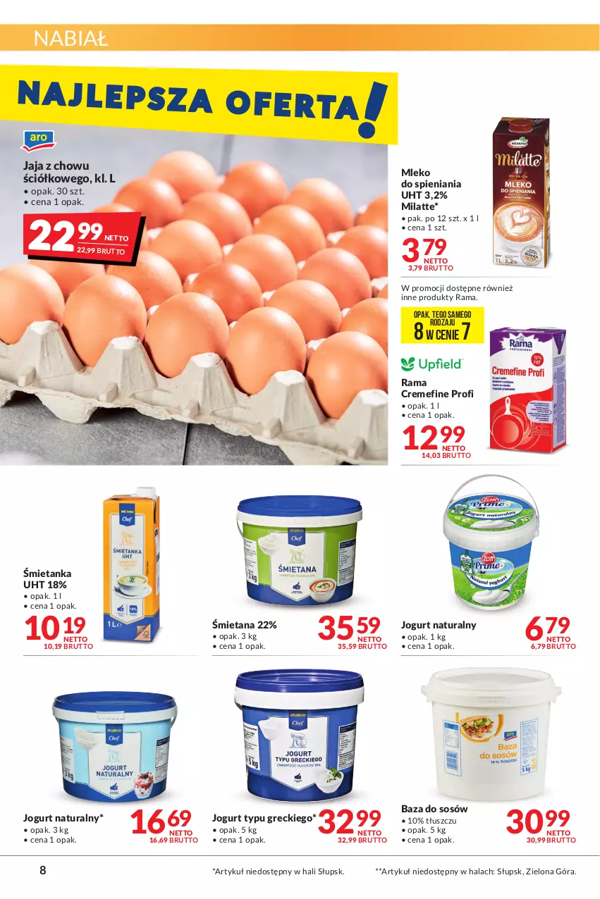 Gazetka promocyjna Makro - [Oferta promocyjna] Artykuły spożywcze i przemysłowe - ważna 19.04 do 02.05.2022 - strona 8 - produkty: Jaja, Jogurt, Jogurt naturalny, Mleko, Rama, Sos