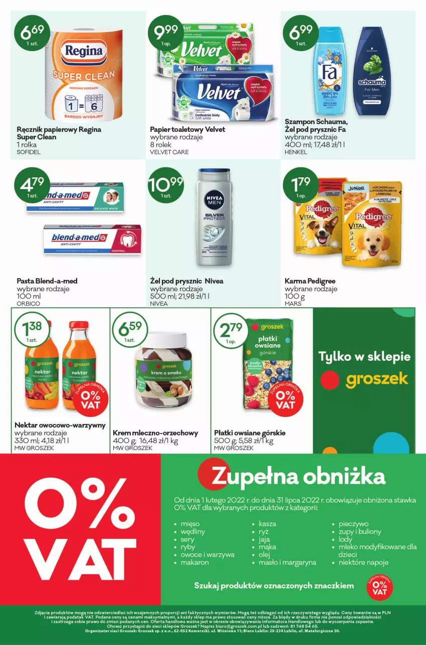 Gazetka promocyjna Groszek - ważna 03.03 do 15.03.2022 - strona 12 - produkty: BIC, Biuro, Blend-a-Med, Fa, Gin, Groszek, Mars, Nektar, Nivea, Papier, Papier toaletowy, Pedigree, Płatki owsiane, Por, Ręcznik, Szampon, Velvet