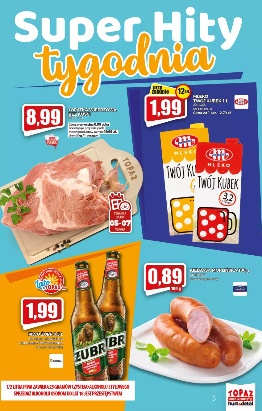 Gazetka promocyjna Topaz - Gazetka - ważna 05.08 do 11.08.2021 - strona 3 - produkty: Gra, Kiełbasa, Piwa, Piwo, Top