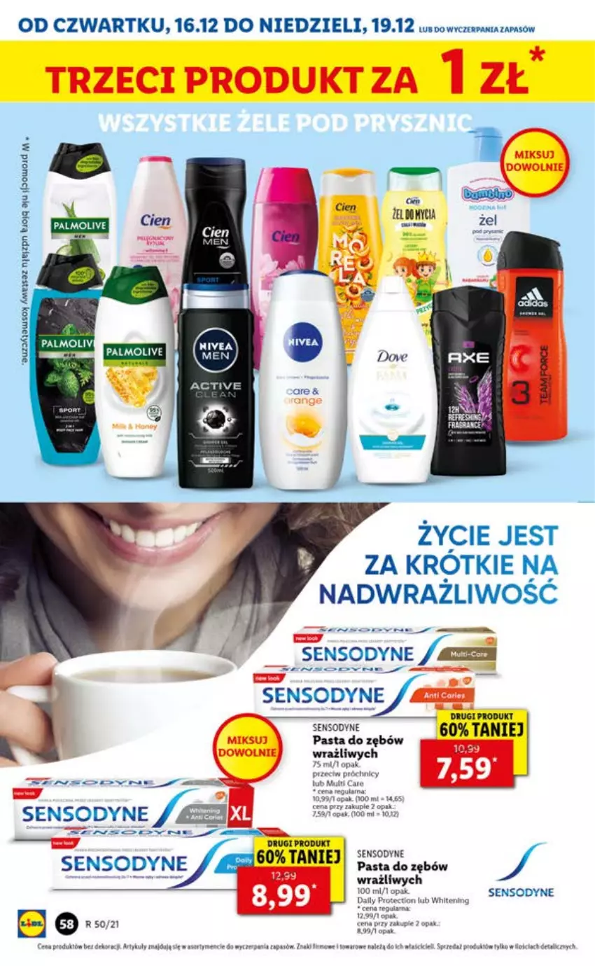 Gazetka promocyjna Lidl - GAZETKA OD 16.12 DO 19.12 - ważna 16.12 do 19.12.2021 - strona 58 - produkty: Palmolive, Pasta do zębów, Sensodyne