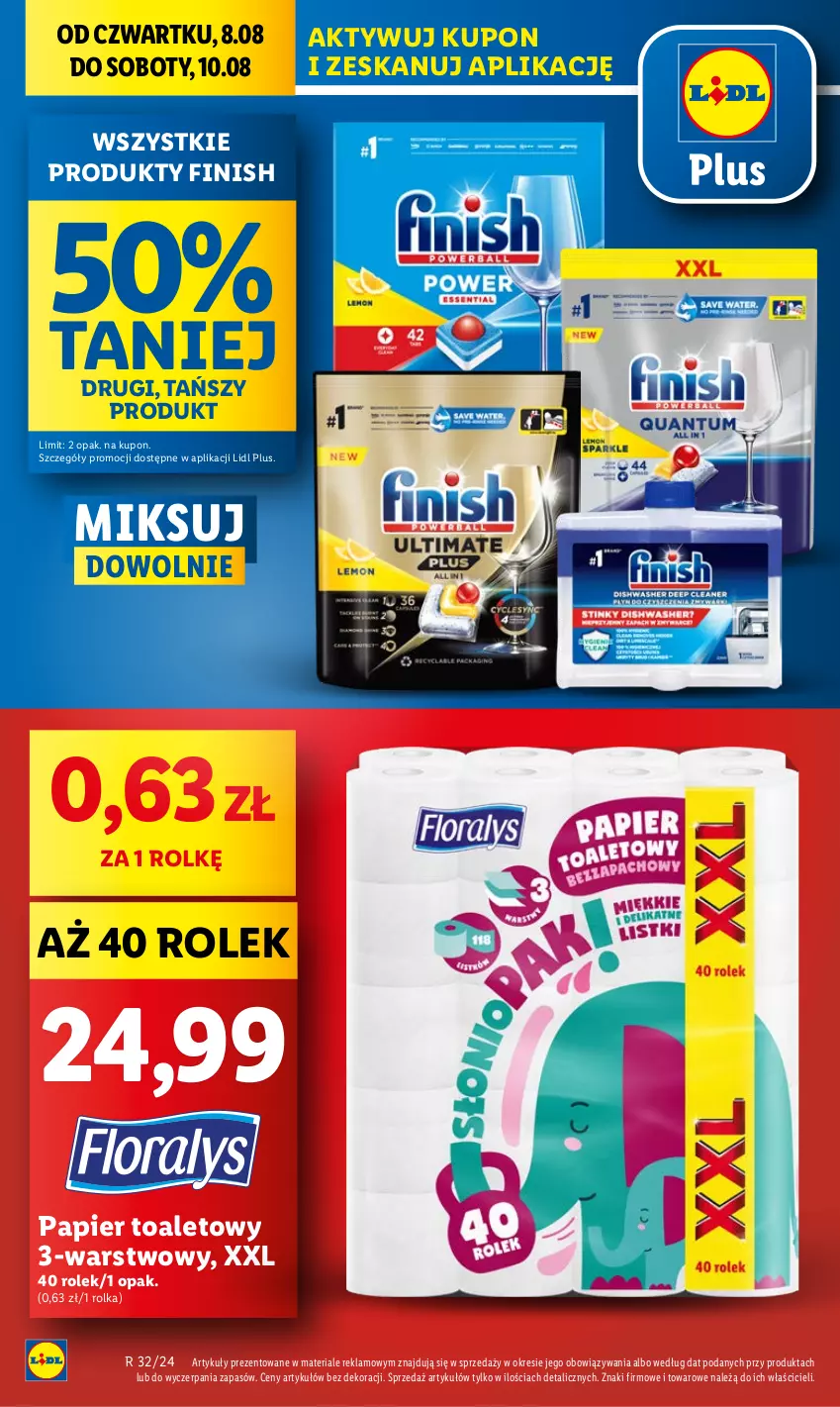 Gazetka promocyjna Lidl - GAZETKA - ważna 08.08 do 10.08.2024 - strona 14 - produkty: Finish, Papier, Papier toaletowy