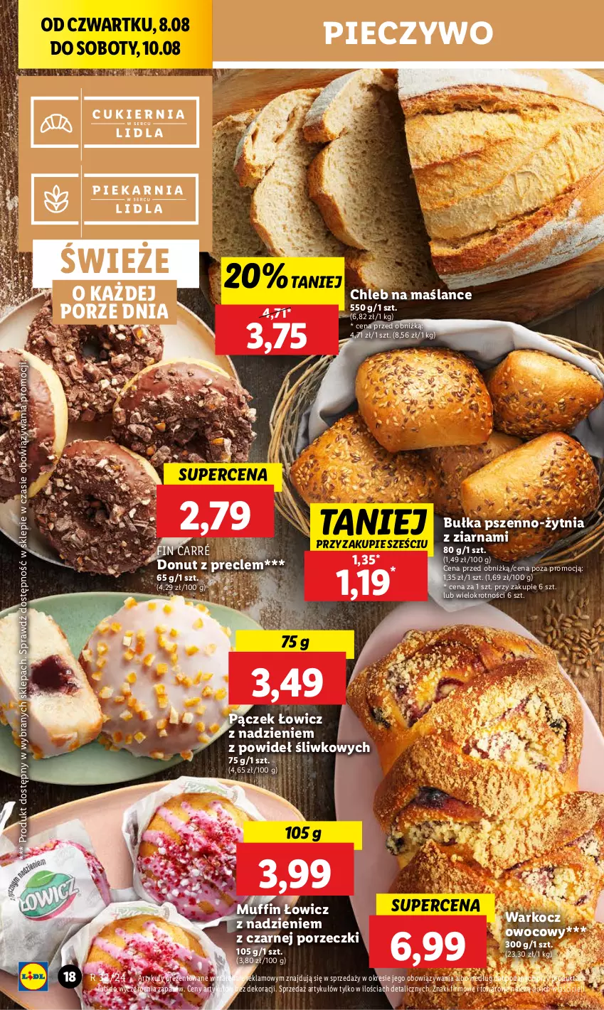 Gazetka promocyjna Lidl - GAZETKA - ważna 08.08 do 10.08.2024 - strona 22 - produkty: Bułka, Chleb, Donut, Koc, Pączek, Piec, Pieczywo, Por, Precle