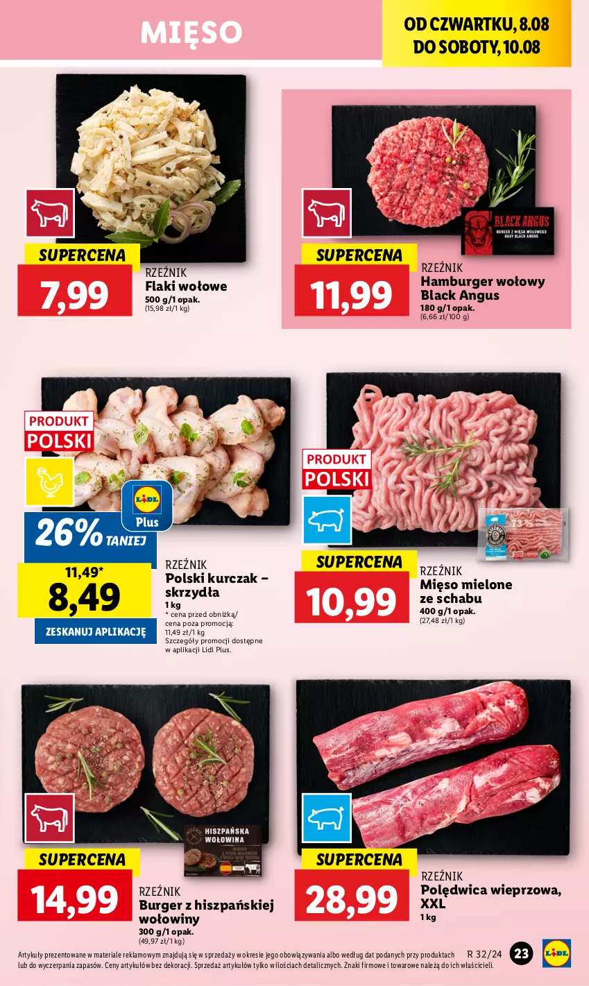 Gazetka promocyjna Lidl - GAZETKA - ważna 08.08 do 10.08.2024 - strona 27 - produkty: Burger, Flaki, Flaki wołowe, Hamburger, Kurczak, Lack, Mięso, Mięso mielone, Polędwica