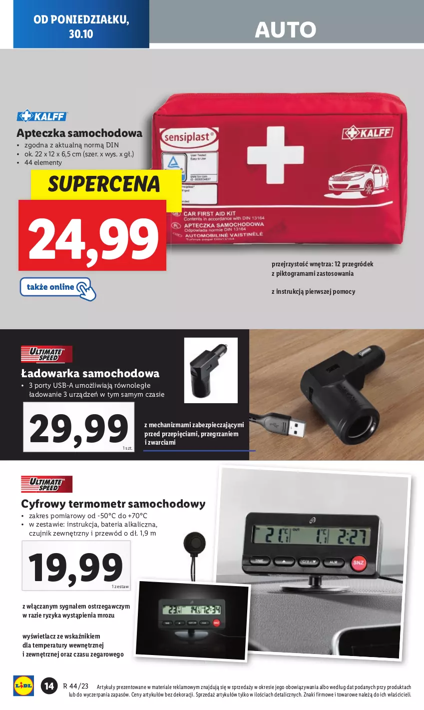 Gazetka promocyjna Lidl - GAZETKA - ważna 30.10 do 04.11.2023 - strona 18 - produkty: Apteczka samochodowa, Bateria, Czujnik zewnętrzny, Gra, Piec, Por, Przewód, Rama, Termometr, Warka, Zegar