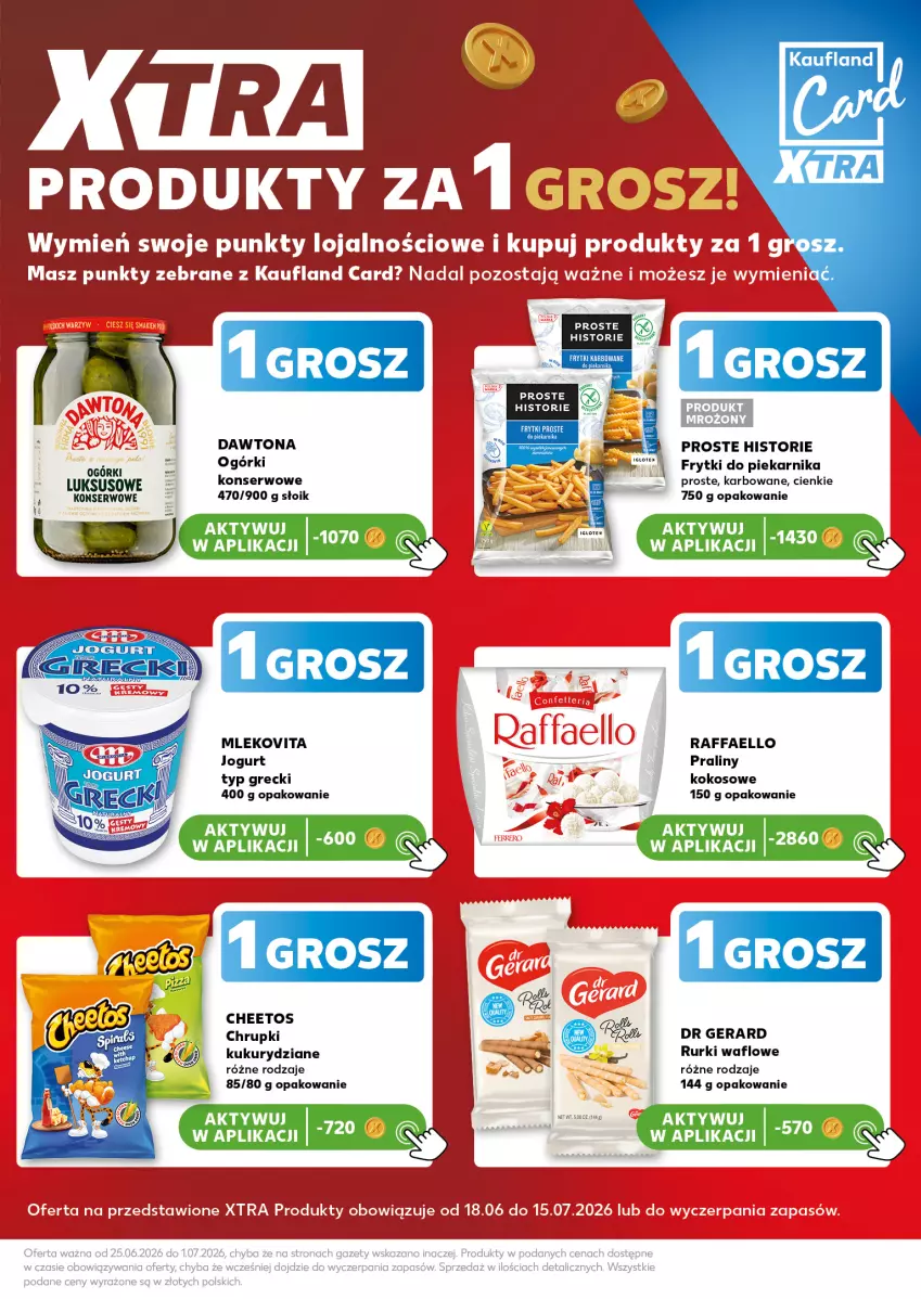 Gazetka promocyjna Kaufland - Mocny Start - ważna 29.06 do 01.07.2026 - strona 15 - produkty: Cheetos, Chrupki, Dawtona, Dr Gerard, Fa, Frytki, Jogurt, Kokos, Mleko, Mlekovita, Piekarnik, Praliny, Raffaello, Rurki, Ser