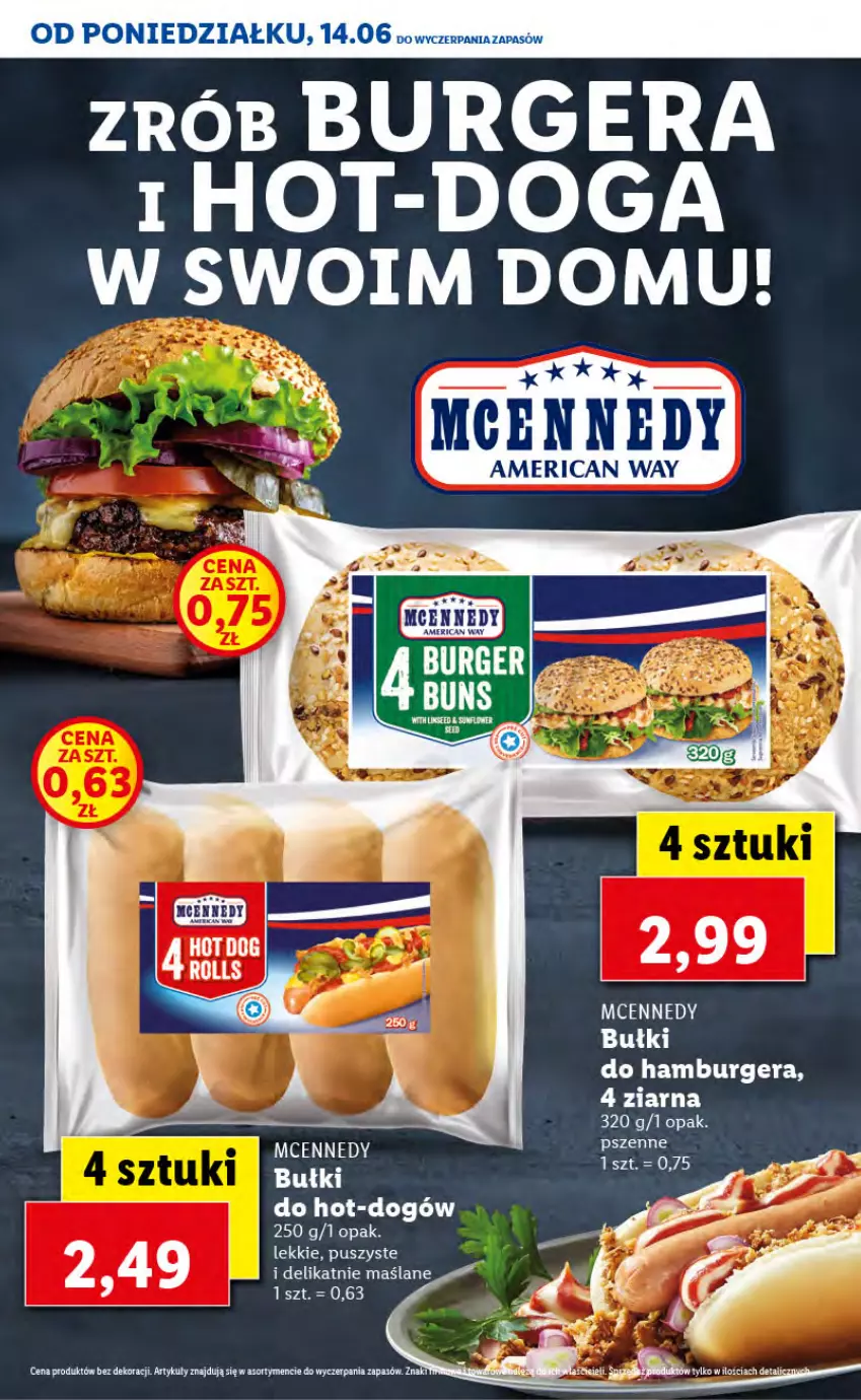 Gazetka promocyjna Lidl - TYDZIEŃ W AMERYKAŃSKIM STYLU - ważna 14.06 do 18.06.2021 - strona 2 - produkty: Burger, Hamburger, Hot dog, Szyna