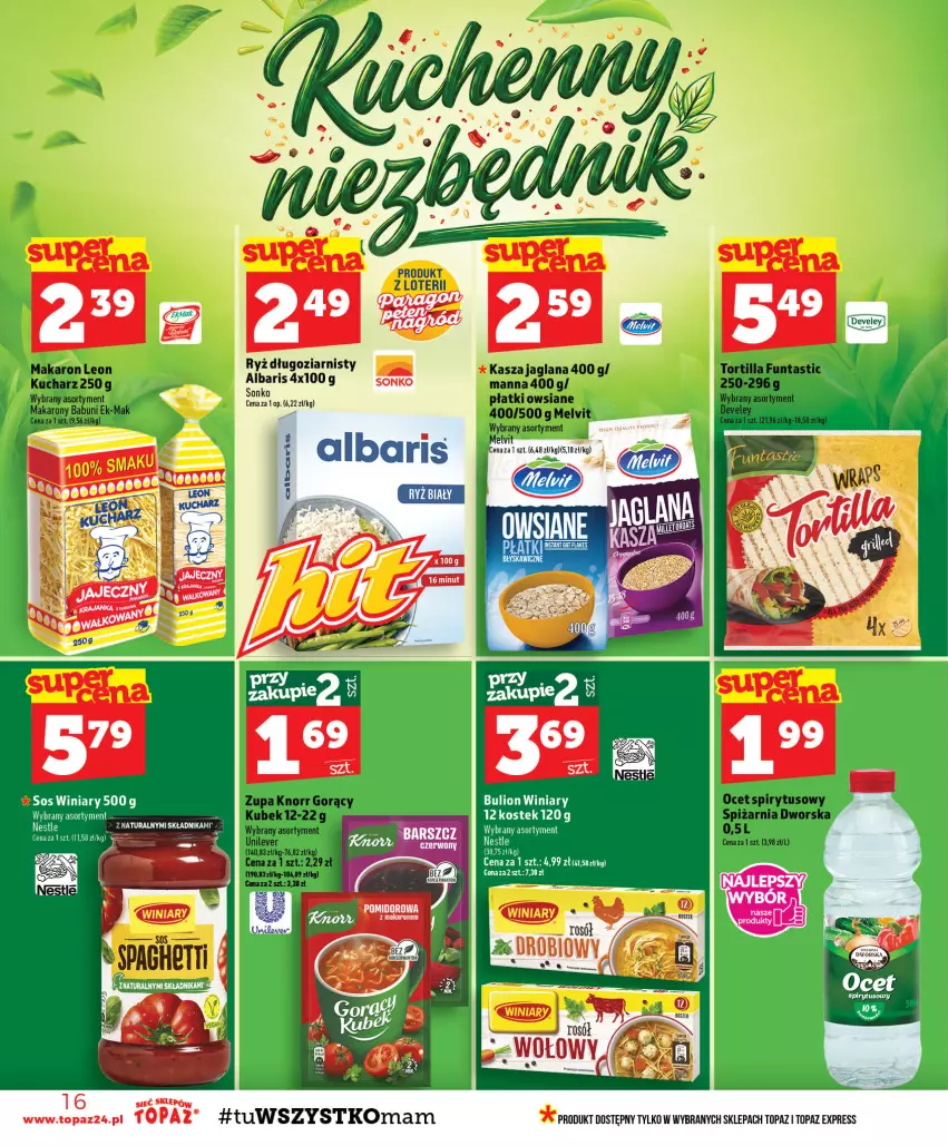 Gazetka promocyjna Topaz - Gazetka - ważna 17.09 do 23.09.2026 - strona 16 - produkty: Bulion, Lion, Makaron, Sos, Stek, Top, Winiary
