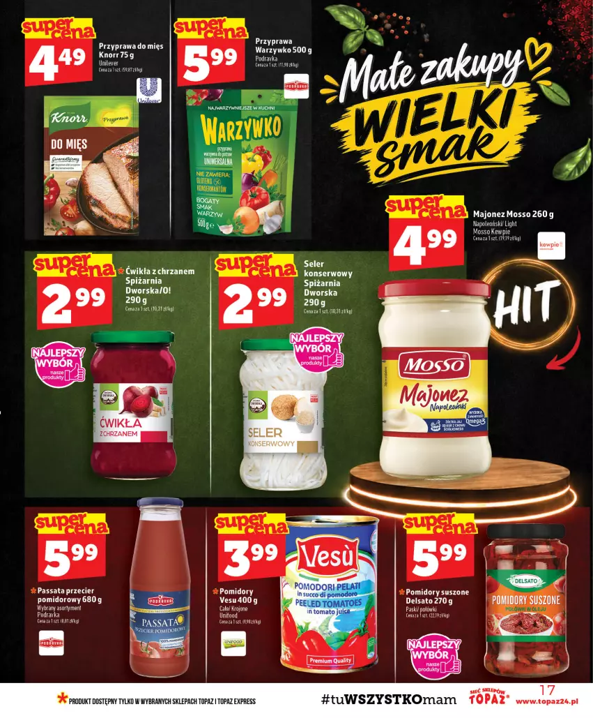 Gazetka promocyjna Topaz - Gazetka - ważna 17.09 do 23.09.2026 - strona 17 - produkty: Chrzan, Knorr, Majonez, Oleo, Podravka, Pomidory, Ser, Top
