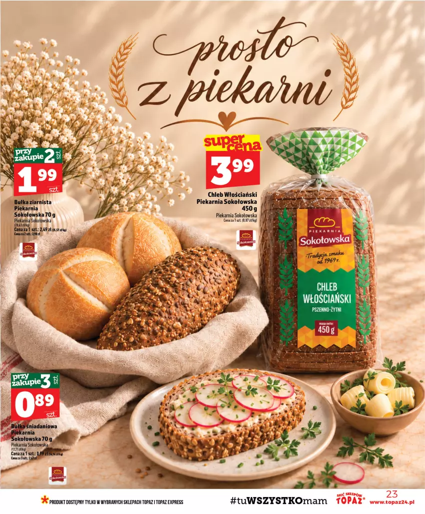 Gazetka promocyjna Topaz - Gazetka - ważna 17.09 do 23.09.2026 - strona 23 - produkty: Bułka, Chleb, Danio, Sok, Top