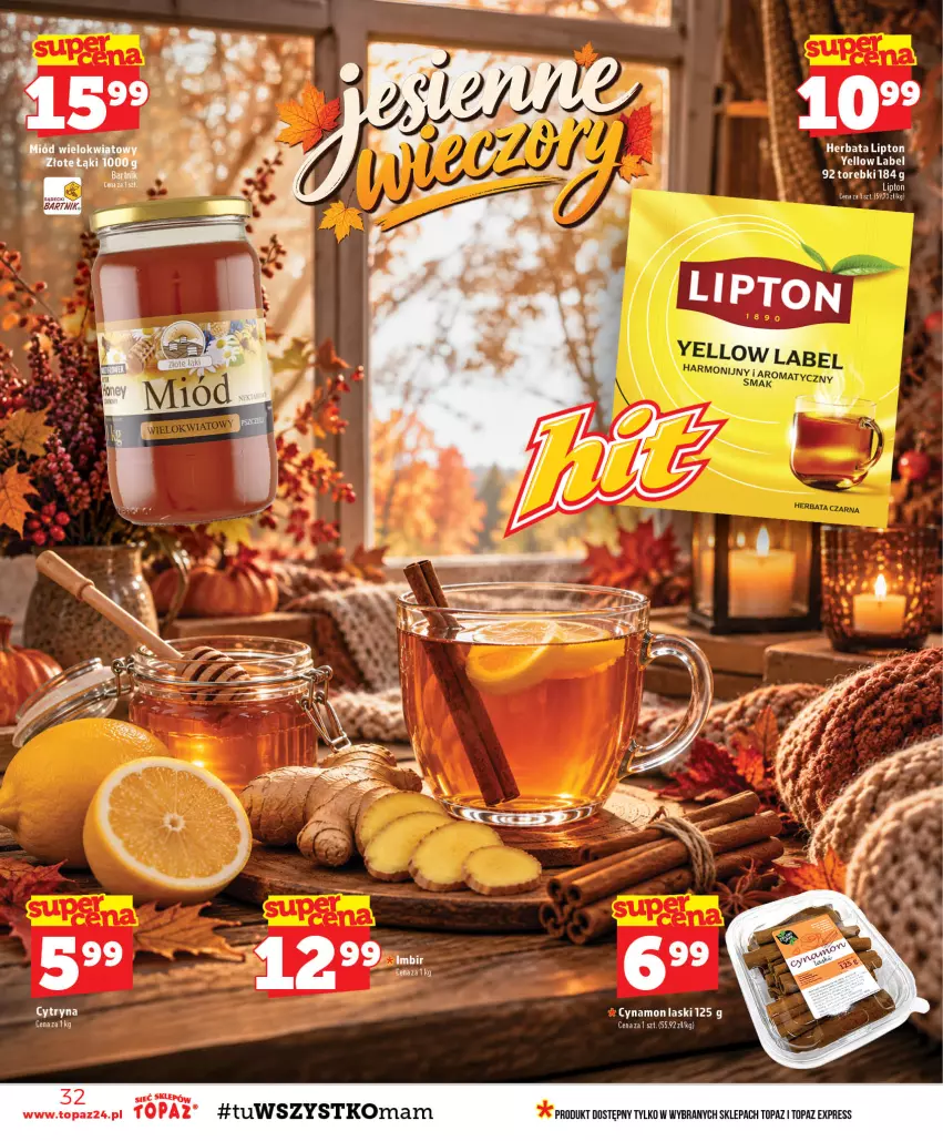 Gazetka promocyjna Topaz - Gazetka - ważna 17.09 do 23.09.2026 - strona 32 - produkty: Herbata, Lipton, Miód, Top