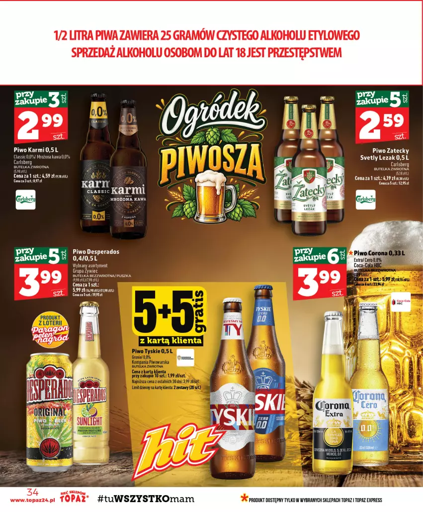 Gazetka promocyjna Topaz - Gazetka - ważna 17.09 do 23.09.2026 - strona 34 - produkty: Desperados, Fa, Gra, Karmi, Kawa, Piwa, Piwo, Top