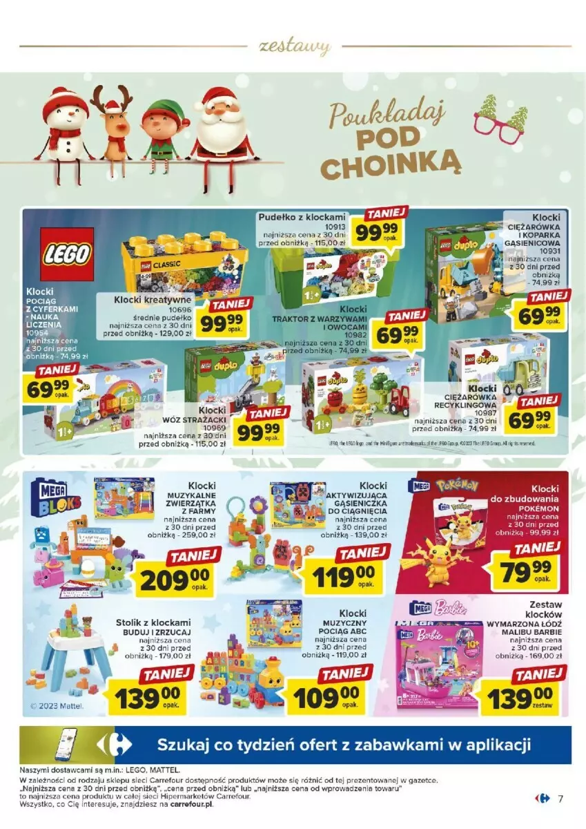 Gazetka promocyjna Carrefour - ważna 07.11 do 02.12.2023 - strona 41 - produkty: Barbie, Fa, Klocki, LEGO, Malibu, Mattel, Pociąg, Pudełko, Stolik, Wóz strażacki