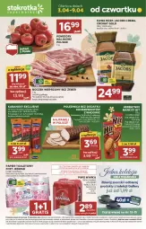 Gazetka promocyjna Stokrotka - Supermarket - Gazetka - ważna od 09.04 do 09.04.2025 - strona 1 - produkty: Piwa, Piwo, Polędwica, Warzywa, Ser, Por, Gra, Papier, Kawa, Warka, Papier toaletowy, Tarczyński, Herbatniki, Boczek, Foxy, Owoce, Kabanos, Jacobs, Pomidory, Mięso, Boczek wieprzowy