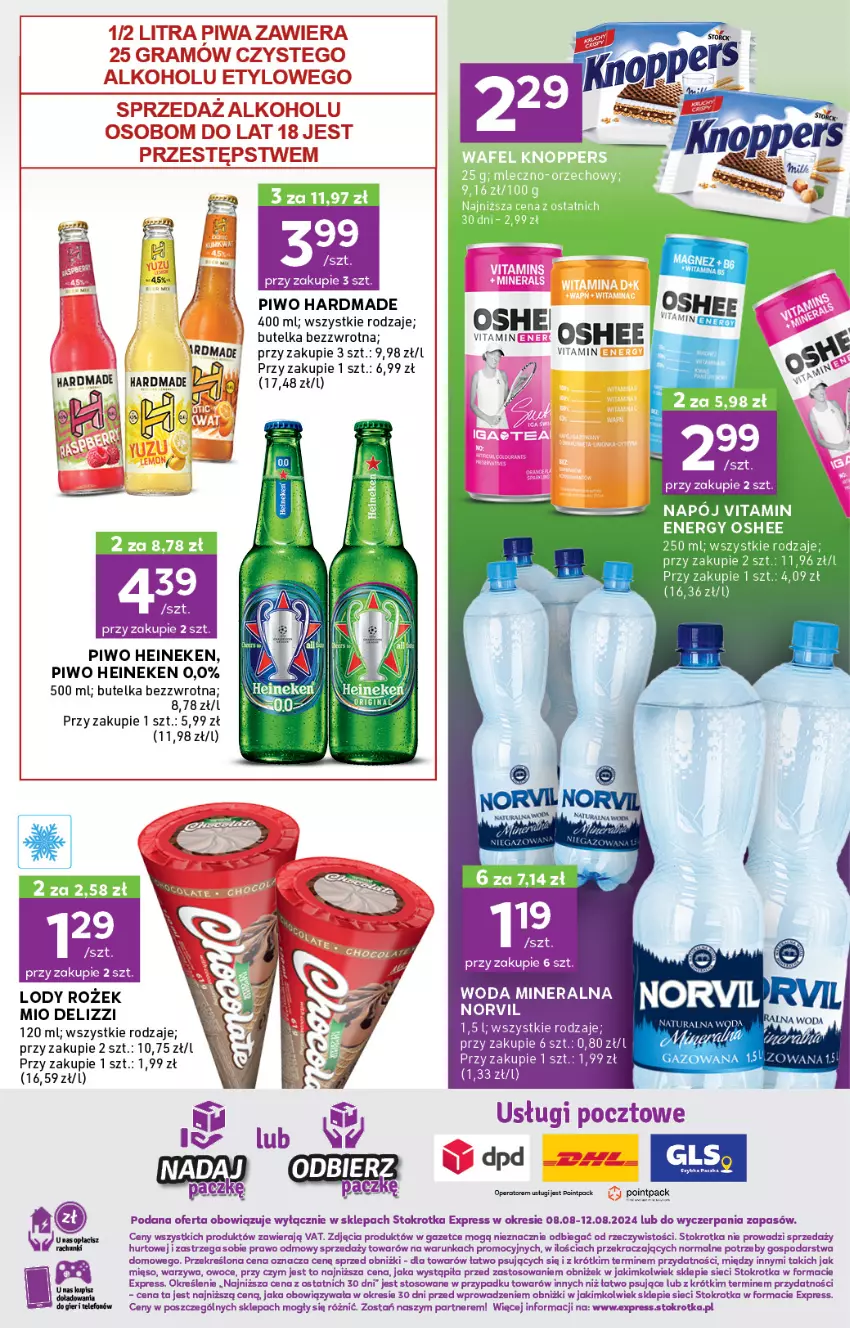 Gazetka promocyjna Stokrotka - Stokrotka Express - ważna 08.08 do 12.08.2024 - strona 3 - produkty: Gra, Heineken, Lody, Oshee, Owoce, Piwa, Piwo, Warzywa, Woda, Woda mineralna