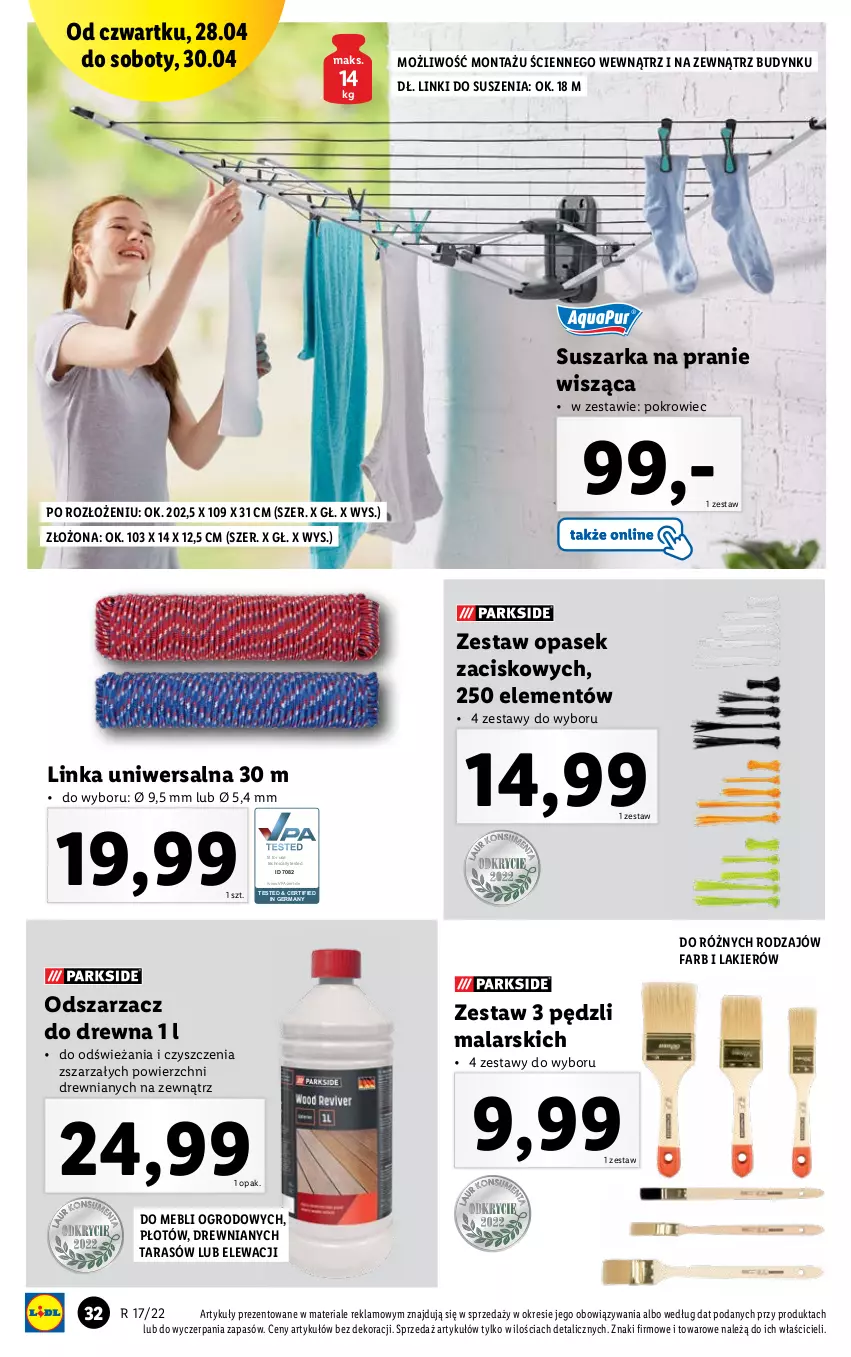 Gazetka promocyjna Lidl - GAZETKA - ważna 25.04 do 30.04.2022 - strona 34 - produkty: Fa, Inka, Lakier, Pasek, Pokrowiec, Suszarka, Suszarka na pranie