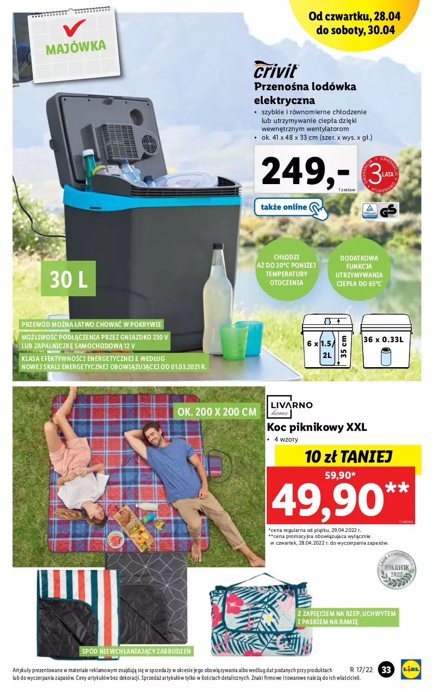 Gazetka promocyjna Lidl - GAZETKA - ważna 25.04 do 30.04.2022 - strona 35 - produkty: Koc, Lodówka, Przewód