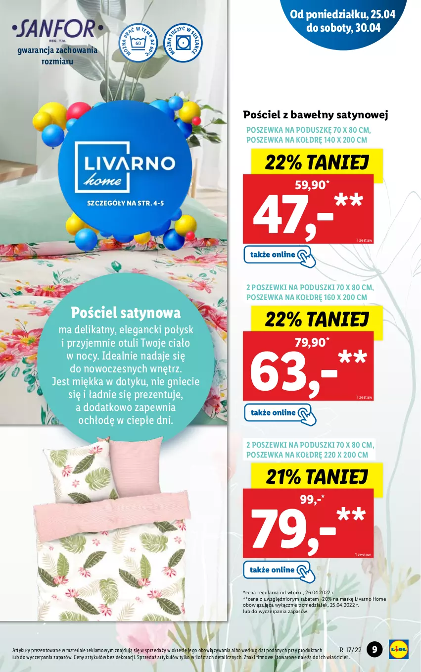 Gazetka promocyjna Lidl - GAZETKA - ważna 25.04 do 30.04.2022 - strona 9 - produkty: Ivar, Pościel, Poszewka