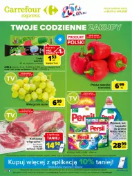 Gazetka promocyjna Carrefour - Gazetka Express - Gazetka - ważna od 01.08 do 01.08.2022 - strona 1 - produkty: Ser, Papryka, Kaktus, Persil, Kosz, Lody, Winogrona, Kapsułki do prania, Wino