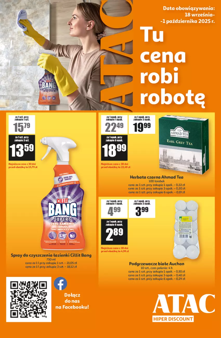 Gazetka promocyjna Auchan - ATAC Hiper Discount - ważna 18.09 do 24.09.2025 - strona 1 - produkty: Cillit Bang, Herbata, Herbata czarna, Podgrzewacze, Spray do czyszczenia