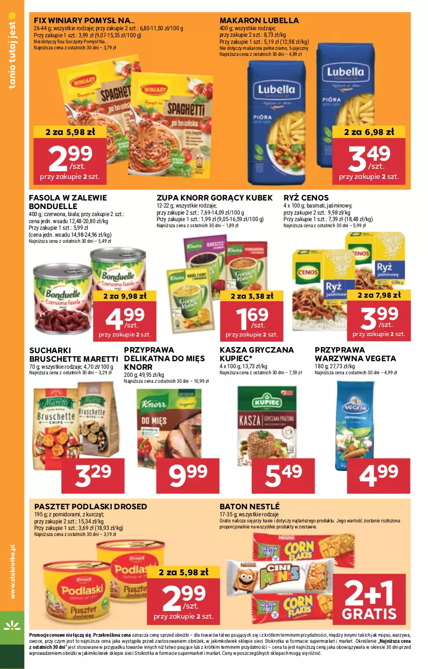 Gazetka promocyjna Stokrotka - Market - ważna 23.04 do 28.04.2025 - strona 16 - produkty: Baton, Bell, Bella, Bonduelle, Bruschette, Cenos, Fa, Fasola, Gra, Gry, Kasza, Kasza gryczana, Knorr, Kubek, Kupiec, Lubella, Makaron, Mięso, Nestlé, Owoce, Pasztet, Piec, Podlaski, Por, Ryż, Vegeta, Warzywa, Winiary, Zupa