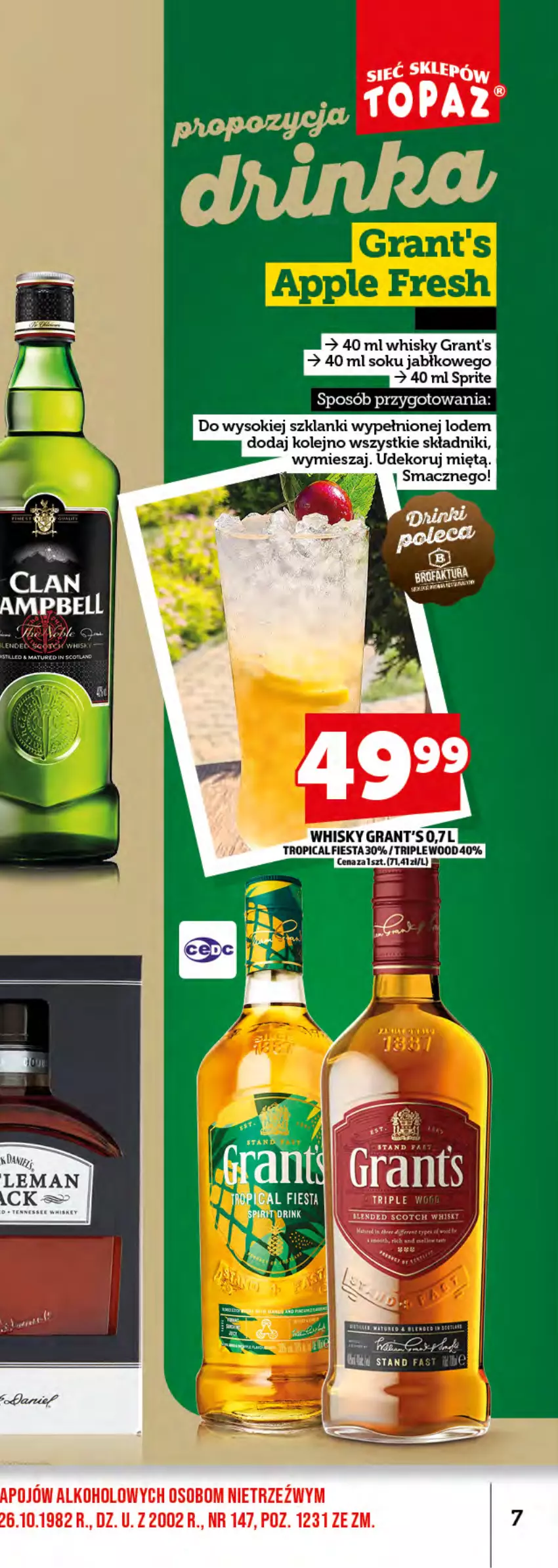 Gazetka promocyjna Topaz - Gazetka - ważna 02.05 do 31.05.2025 - strona 16 - produkty: Gra, Grant's, Lanki, Olej, Sok, Sprite, Tropical, Whisky