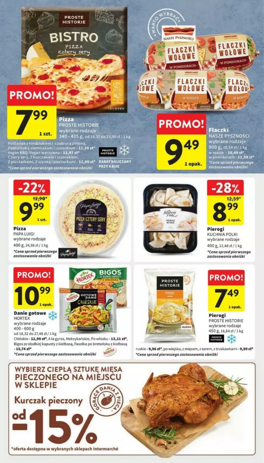 Gazetka promocyjna Intermarche - ważna 18.04 do 24.04.2024 - strona 9 - produkty: Kuchnia, Kurczak, Piec, Pierogi, Pizza, Pizza cztery sery, Ser