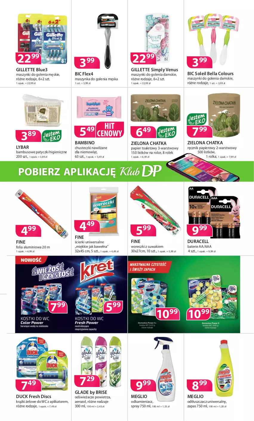 Gazetka promocyjna Drogerie Polskie - Gazetka - ważna 13.08 do 31.08.2021 - strona 7 - produkty: Bell, Bella, BIC, Chusteczki, Duck, Duracell, Folia aluminiowa, Gillette, Maszynka, Maszynka do golenia, Odkamieniacz, Odtłuszczacz, Papier, Papier toaletowy, Ręcznik, Szynka, Venus, Wełna