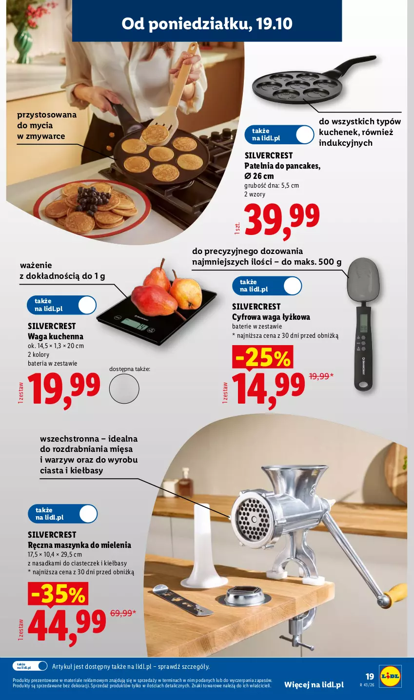Gazetka promocyjna Lidl - Katalog - ważna 19.10 do 24.10.2026 - strona 19 - produkty: Bateria, Maszynka, Maszynka do mielenia, Patelnia, Silvercrest, Szynka, Waga