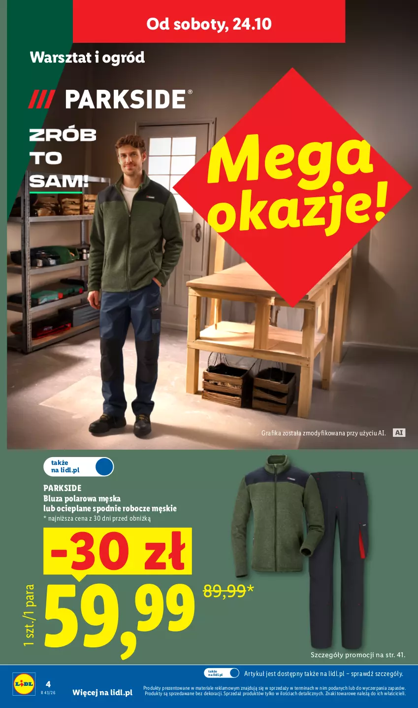 Gazetka promocyjna Lidl - Katalog - ważna 19.10 do 24.10.2026 - strona 4 - produkty: Bluza, Bluza polarowa, Gra, Grafika, Ogród, Parkside, Spodnie