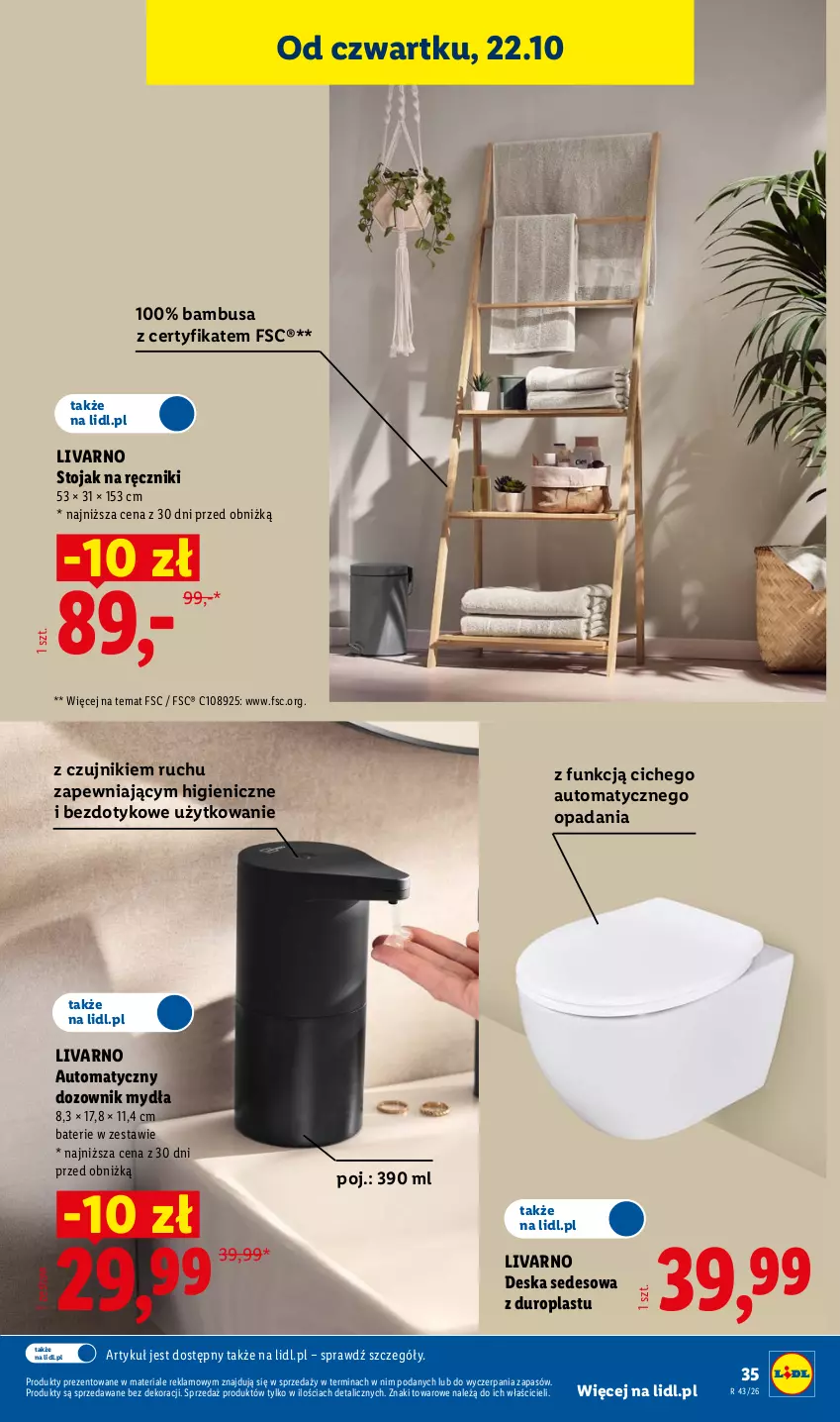 Gazetka promocyjna Lidl - Katalog - ważna 19.10 do 24.10.2026 - strona 45 - produkty: Deska sedesowa, Dozownik, Dozownik mydła, Ivar, Ręcznik, Stojak