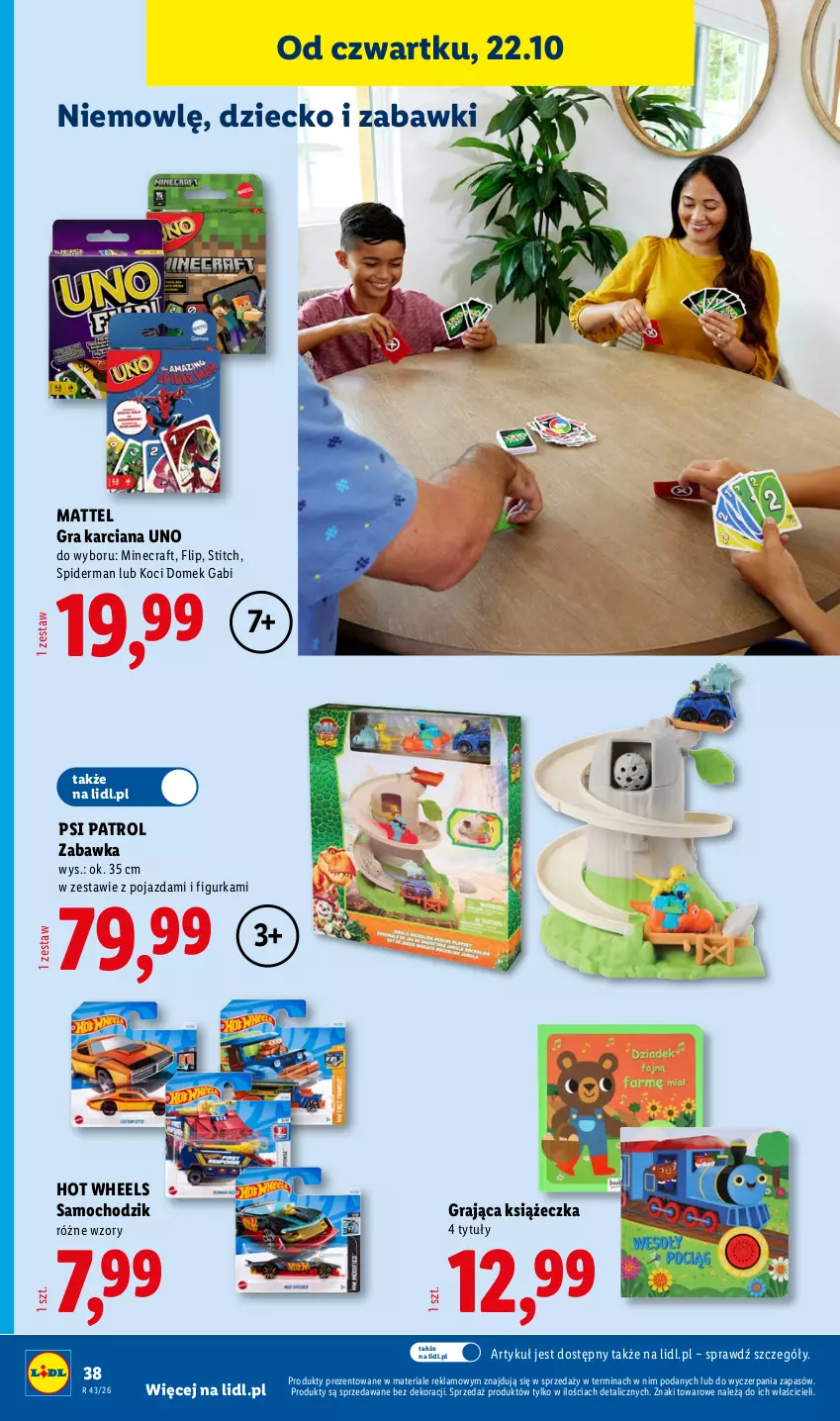Gazetka promocyjna Lidl - Katalog - ważna 19.10 do 24.10.2026 - strona 48 - produkty: Chodzik, Gra, Hot Wheels, Koc, Mattel, Minecraft, Pojazd, Psi Patrol, Spiderman, Zabawka