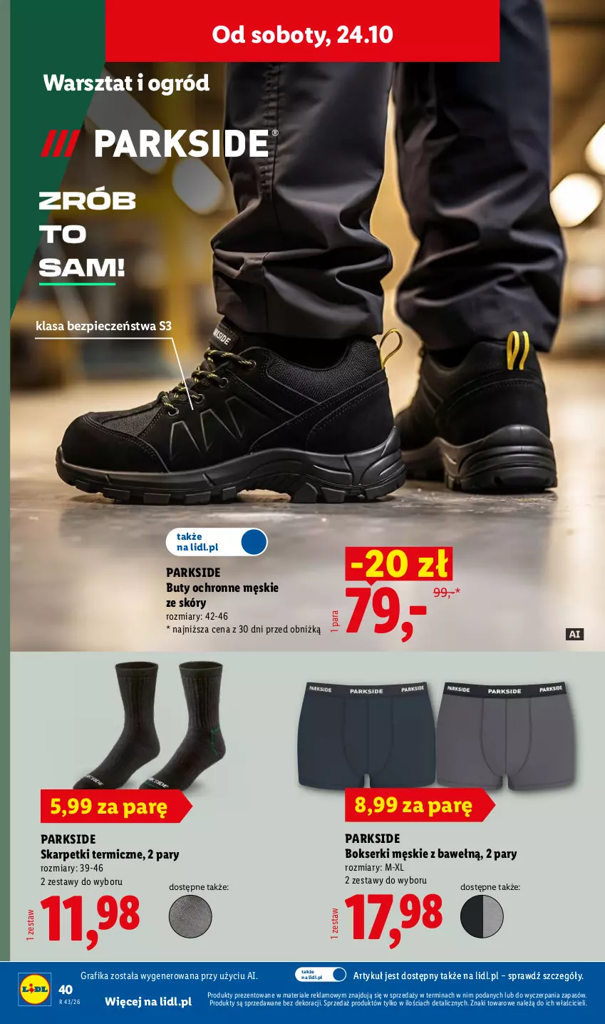 Gazetka promocyjna Lidl - Katalog - ważna 19.10 do 24.10.2026 - strona 50 - produkty: Bokserki, Buty, Gra, Grafika, Karp, Ogród, Parkside, Piec, Ser, Skarpetki