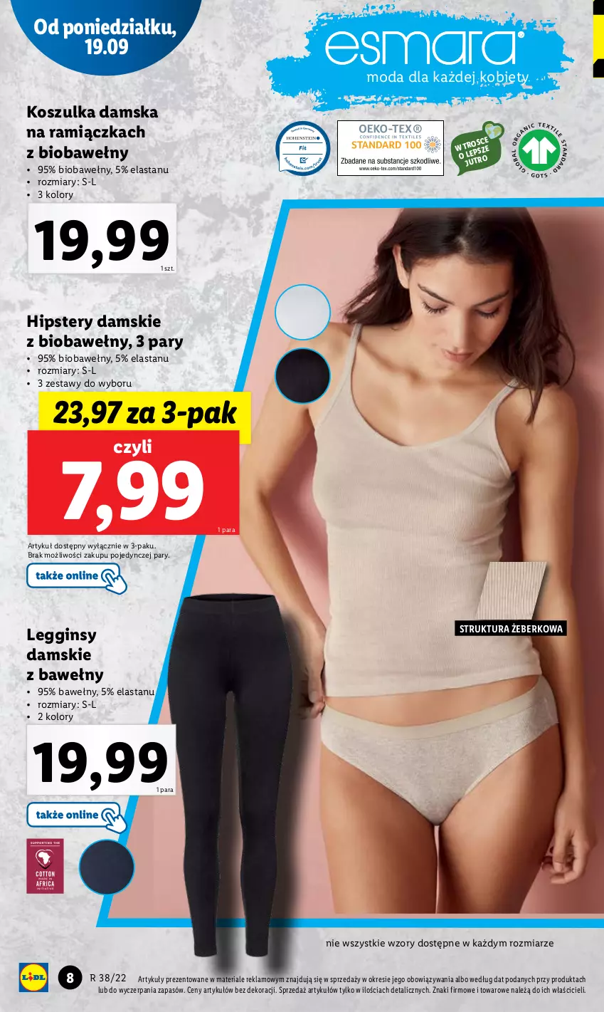 Gazetka promocyjna Lidl - GAZETKA - ważna 19.09 do 24.09.2022 - strona 10 - produkty: Gin, Kosz, Koszulka, Legginsy, Moda